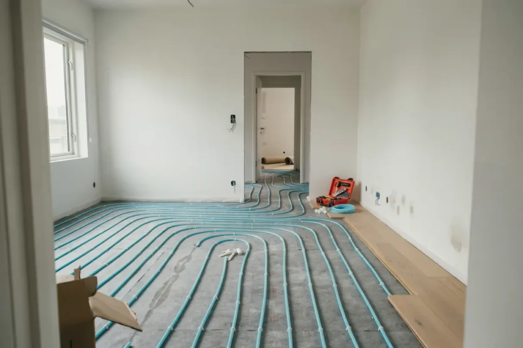 installation av golvv rme i l genhet stberga rsta